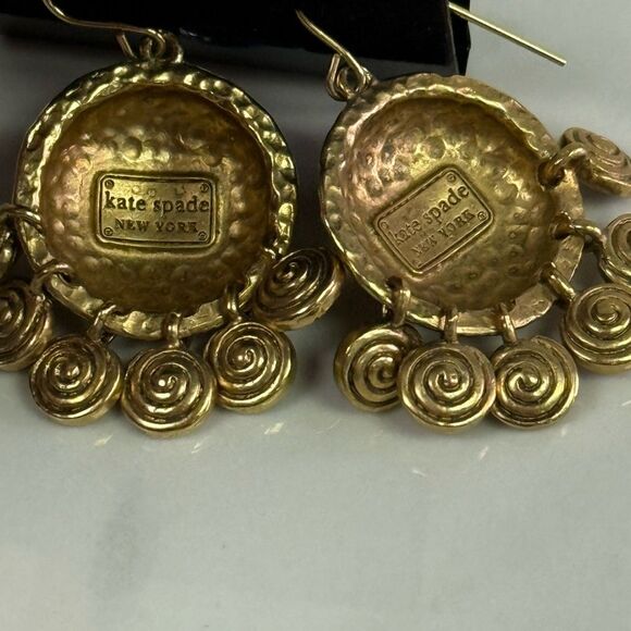 Vintage Kate Spade Goldtone Spiral Dangle Earrings - Picture 4 of 4